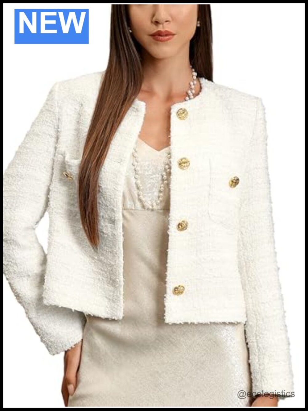 Cropped Tweed Blazer for Women Wool Blend Boutique Jacket